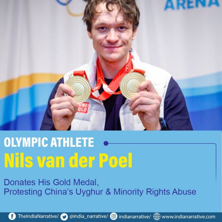 Nils van der Poel gives away gold medal in protest of Chinese regime.